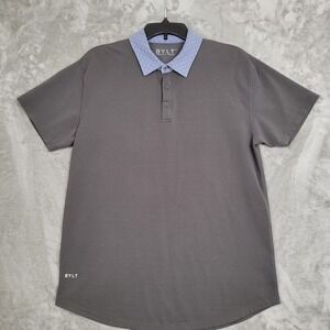 BYLT Premium Basics Lux Polo Men's Large Dark Gray  Short Sleeve Stretch Shirt‎